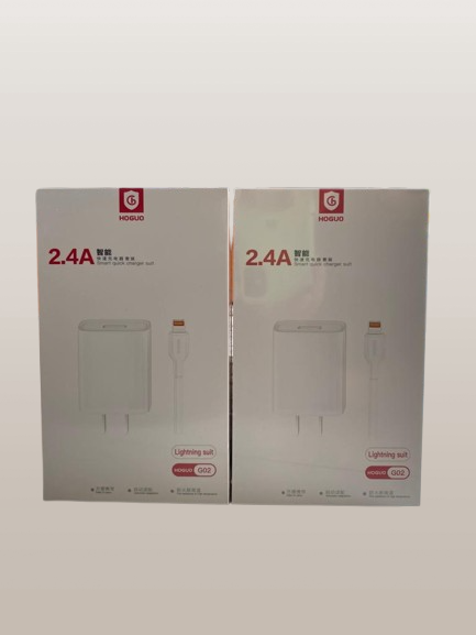 CARGADOR CUBO CASA HOGUO G02 CON CABLE IPHONE LIGHTNING