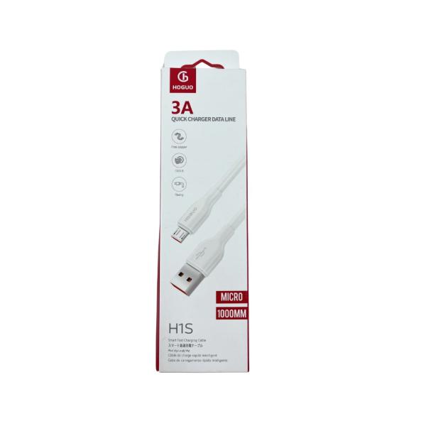 CABLES USB MICRO V8 HOGUO H1S COLOR BLANCO