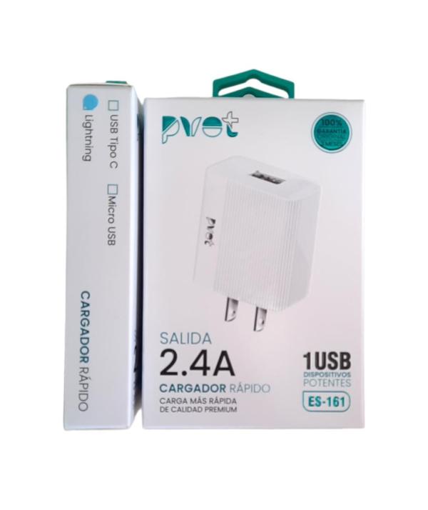 CARGADOR CUBO CASA ES-161I CON CABLE IPHONE LIGHTNING PVOT