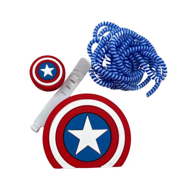 ESTUCHE PARA PROTECTOR DE SILICON PARA CARGADOR Y CABLE COLOR CAPIT&Aacute;N AM&Eacute;RICA