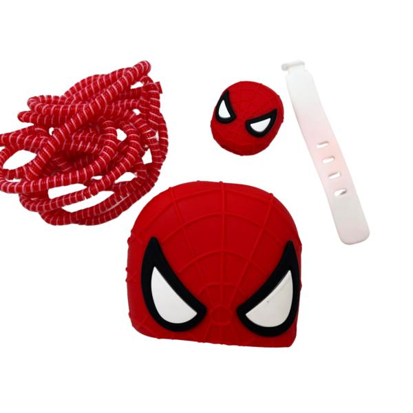 ESTUCHE PARA PROTECTOR DE SILICON PARA CARGADOR Y CABLE COLOR SPIDERMAN