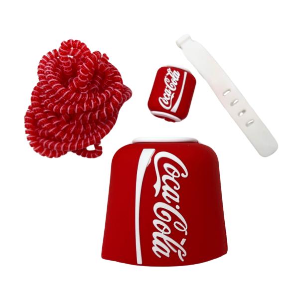 ESTUCHE PARA PROTECTOR DE SILICON PARA CARGADOR Y CABLE COLOR COCA COLA
