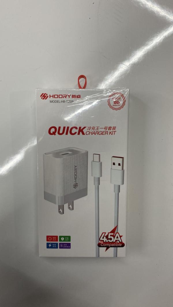 CARGADOR CUBO CASA CON CABLE MICRO 4.5 A HR-TZ09 HOORY BLANCA