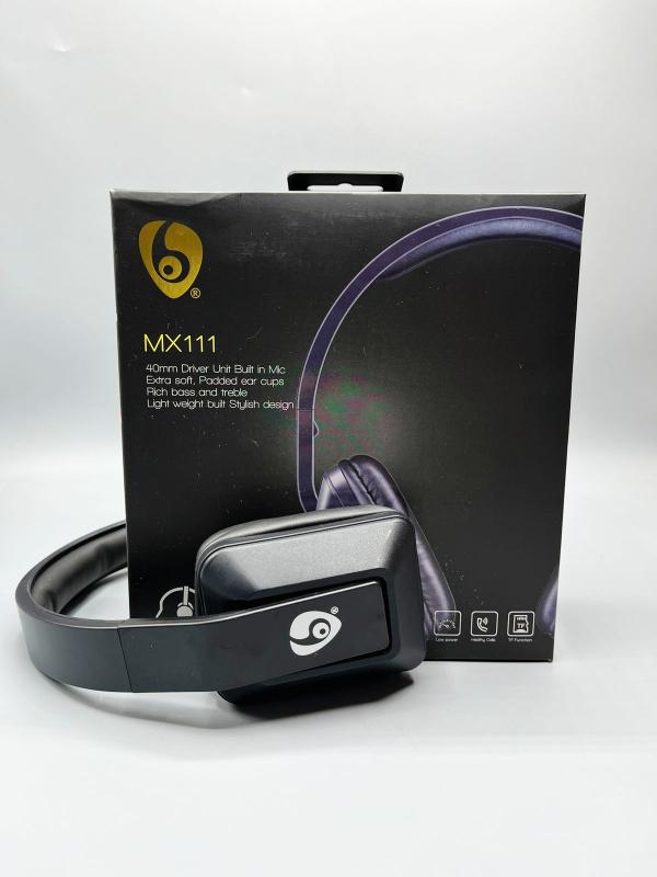 AUDIFONOS MANOS LIBRES BLUETOOTH STEREO MP3 WIRELESS MX111 COLOR NEGRO