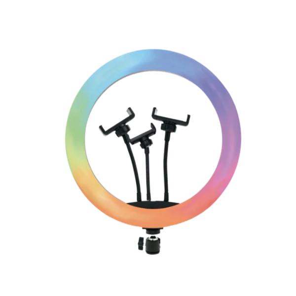 ARO DE LUZ RGB 36 CM CON HOLDER MJ36 PARA TRIPODE CON CONTROL Y CONECTOR USB TAMA&Ntilde;O + TRIPODE DE 2.1 MTS RGB 36 CM