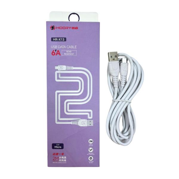 CABLES USB MICRO V8 HOORY HR-X13 2 METROS COLOR BLANCO