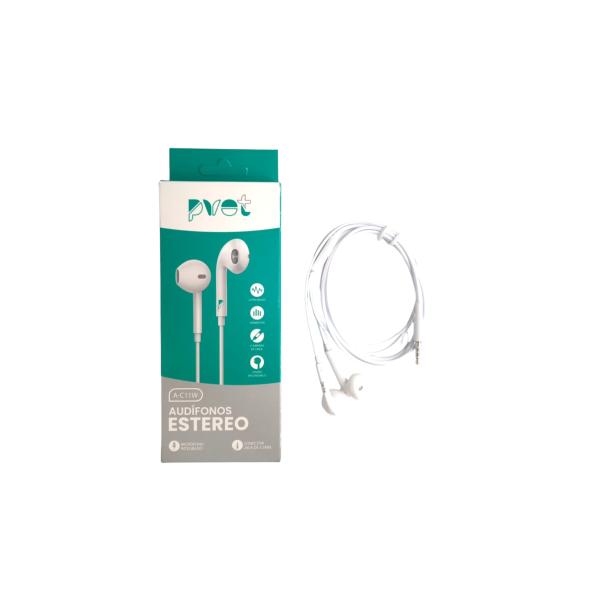 AUDIFONOS MANOS LIBRES CON CABLE STEREO MP3 A-C11W - B PVOT BLANCO