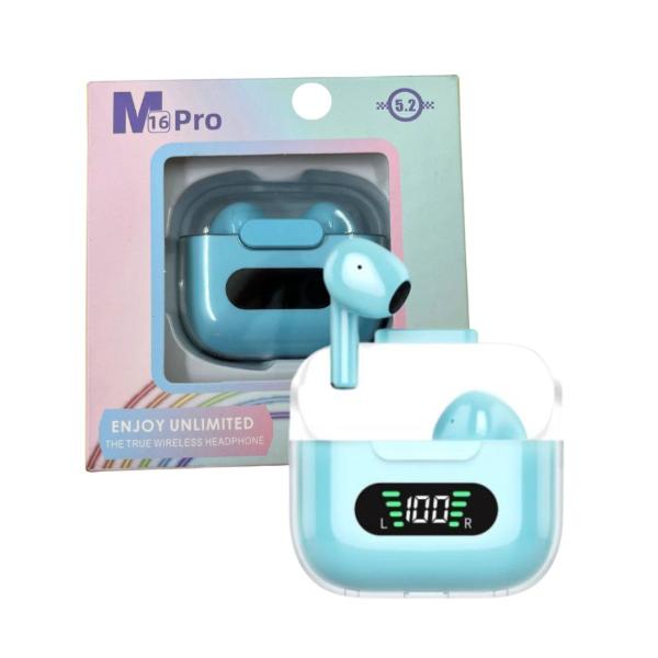 AUDIFONOS MANOS LIBRES BLUETOOTH TWS AIRPODS INPODS M16 COLOR CELESTE