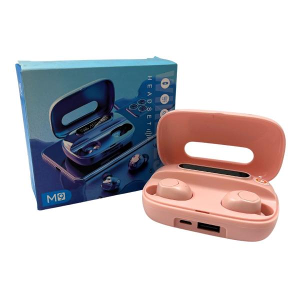 AUDIFONOS MANOS LIBRES BLUETOOTH TWS AIRPODS INPODS M9 COLOR ROSADO