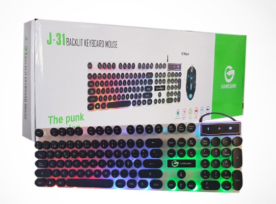 SET O KIT DE TECLADO, MOUSE, GAMER RGB J31 COLOR NEGRO