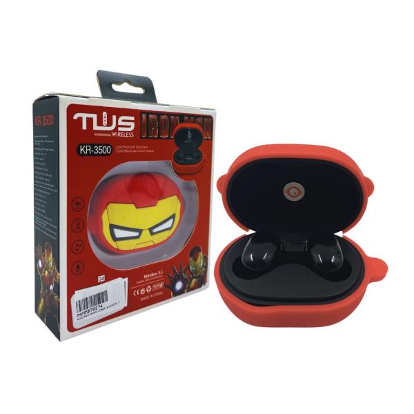 AUDIFONOS MANOS LIBRES BLUETOOTH TWS AIRPODS KR-3500 COLOR IRON MAN