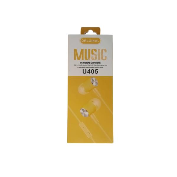 AUDIFONOS MANOS LIBRES CON CABLE STEREO MP3 U405 COLOR AMARILLO