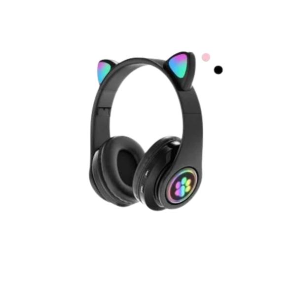 AUDIFONOS MANOS LIBRES BLUETOOTH STEREO MP3 B39M OREJAS DE GATO  COLORES NEGRO