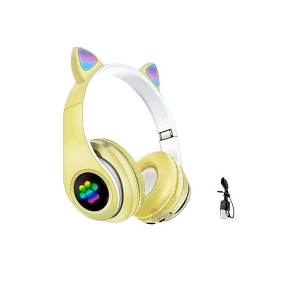 AUDIFONOS MANOS LIBRES BLUETOOTH STEREO MP3 B39M OREJAS DE GATO  COLORES AMARILLO