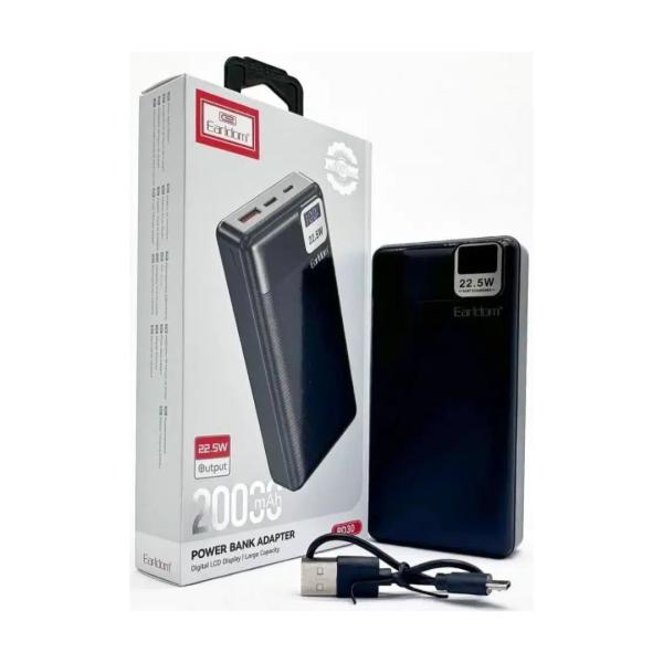 BATERIA DE EMERGENCIA. POWER BANK 20000 mAh ET-PD30 EARLDOM NEGRO