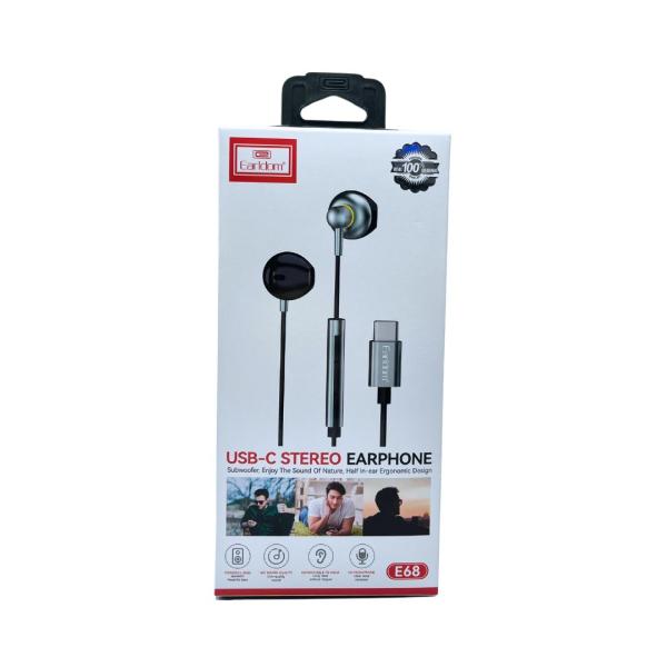 AUDIFONOS MANOS LIBRES CON CABLE TIPO C  EARLDOM ET-E68