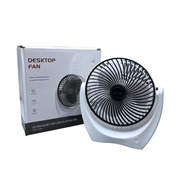 ABANICO VENTILADOR  CON BASE DE ESCRITORIO BLANCO CON NEGRO