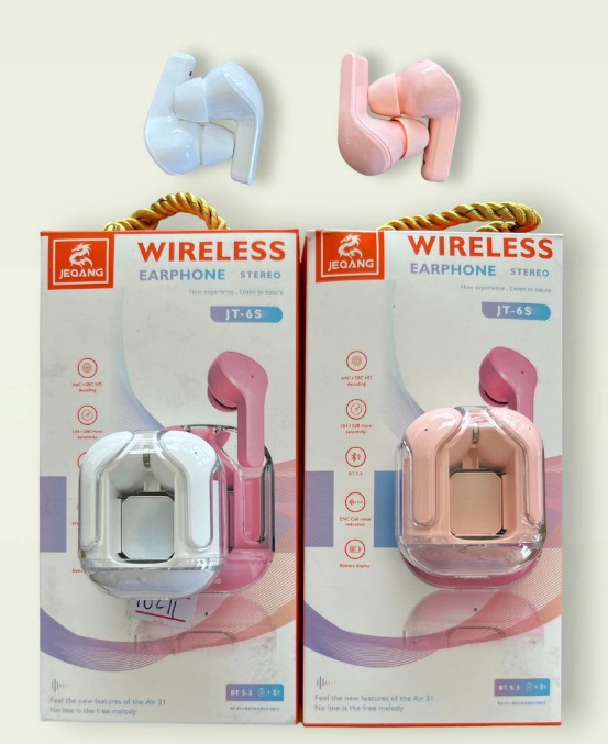 AUDIFONOS MANOS LIBRES BLUETOOTH  INPODS JT 6S JEQANG ROSADO