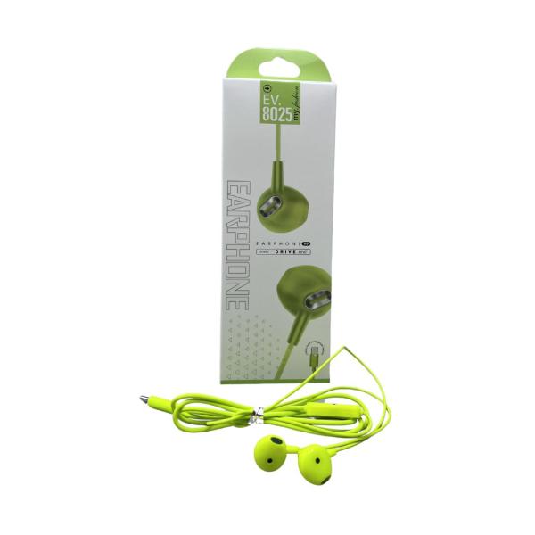 AUDIFONOS MANOS LIBRES CON CABLE STEREO MP3 EV8025 TIPO C VERDE