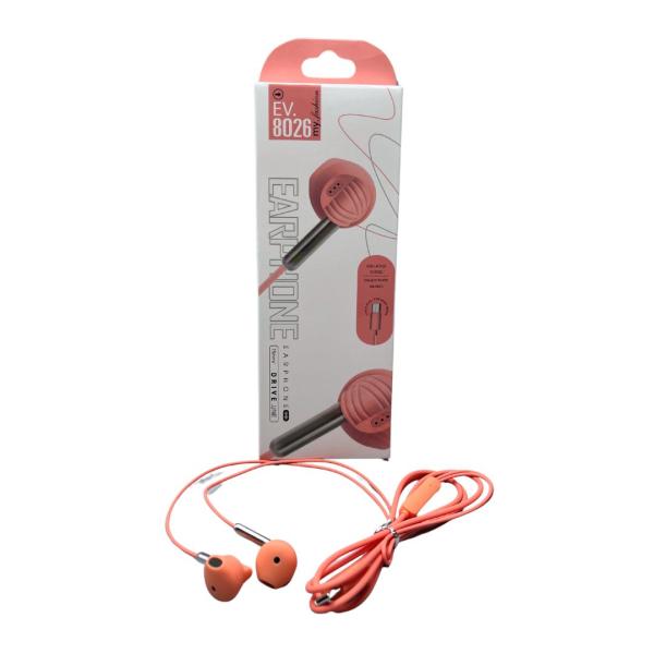 AUDIFONOS MANOS LIBRES CON CABLE STEREO MP3 EV8026 ROSADO