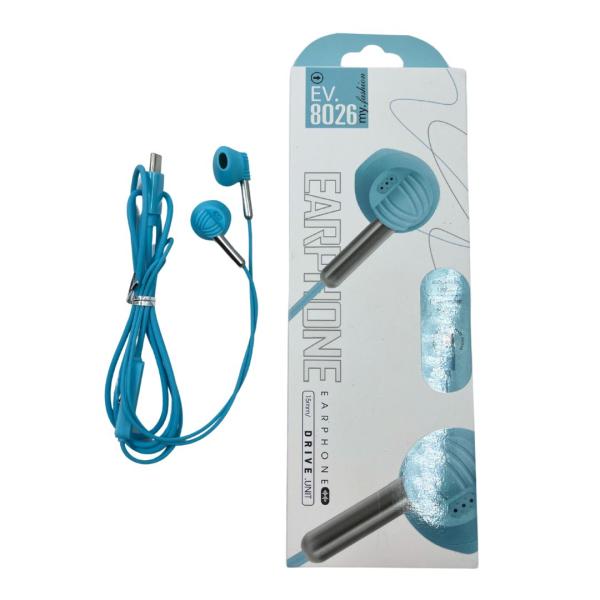 AUDIFONOS MANOS LIBRES CON CABLE STEREO MP3 EV8026 AZUL