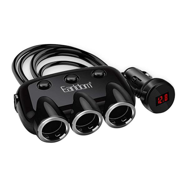 CARGADOR DIVISOR DE CARRO CON CARGA RAPIDA 3.1A ET-CS1 EARLDOM NEGRO