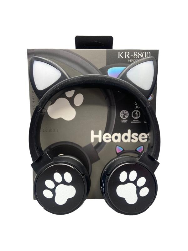 AUDIFONOS MANOS LIBRES STEREO MP3  KR-8800 OREJAS GATO DISE&Ntilde;O PERRITO NEGRO