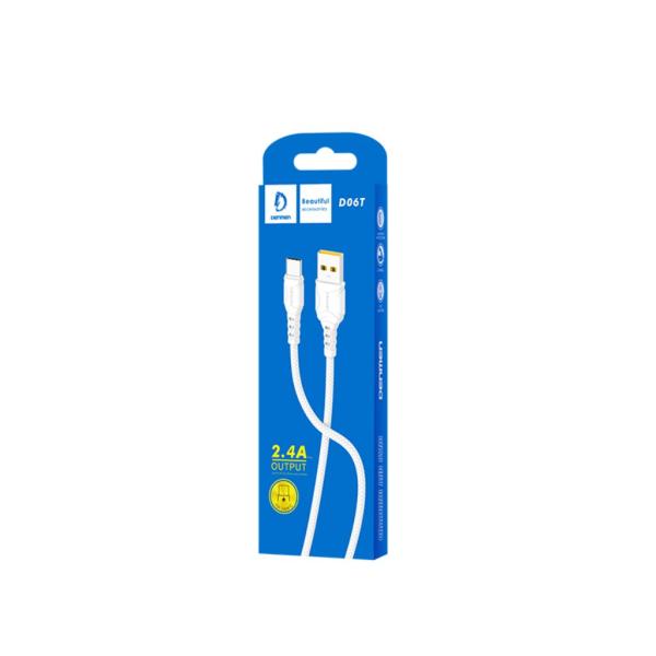 CABLES USB TIPO-C 2.4 A  D06T DENMEN BLANCO