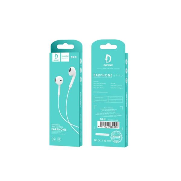 AUDIFONOS MANOS LIBRES CON CABLE STEREO MP3 DENMEN TDR01 BLANCO