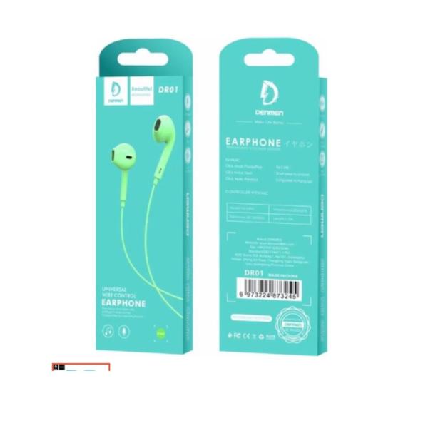 AUDIFONOS MANOS LIBRES CON CABLE STEREO MP3 DENMEN TDR01 VERDE