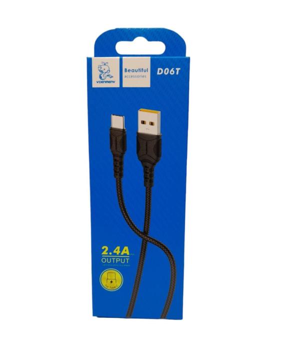 CABLES USB TIPO-C 2.4 A  D06T DENMEN NEGRO