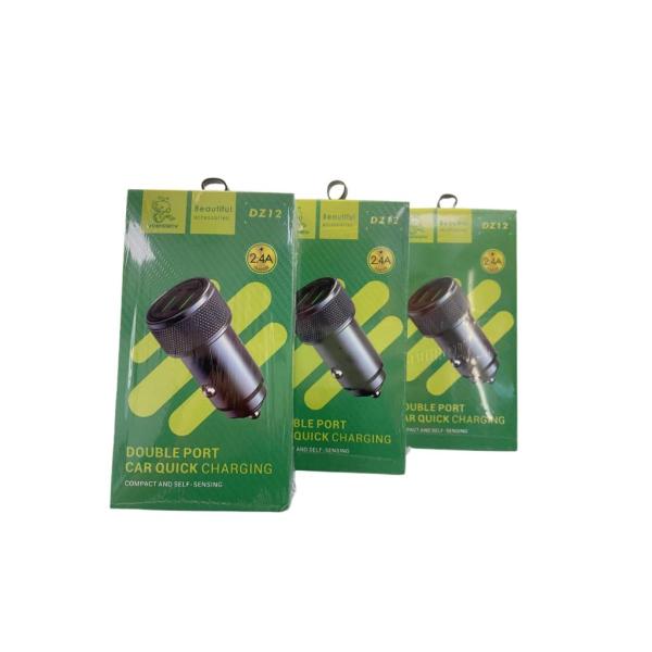 CARGADOR CUBO CARRO DOBLE USB A 3.1A DZ12 DENMEN NEGRO