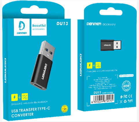 ADAPTADOR AUXILIAR DU13 USB A TIPO-C DENMEN MIX COLOR