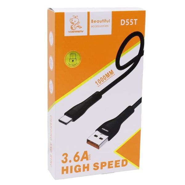 CABLES USB D55T TIPO C Denmen NEGRO