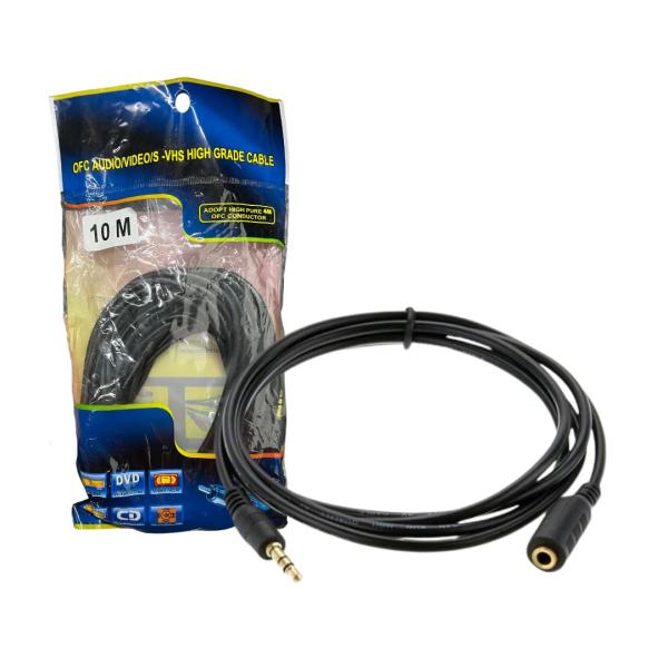 CABLE ADAPTADOR 3.5MM DE MACHO A HEMBRA 10 METROS NEGRO