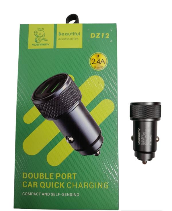 CARGADOR CUBO CARRO DOBLE USB A 3.1A DZ12 DENMEN GRIS
