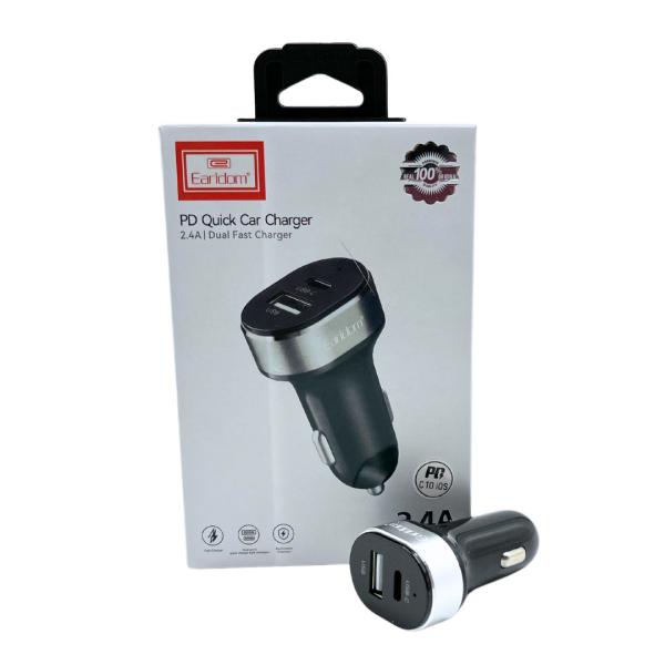 CARGADOR CUBO CARRO PD 20W ENTRADA TIPO C  2.4 ES-CC14C EARLDOM TIPO C A IPHONE
