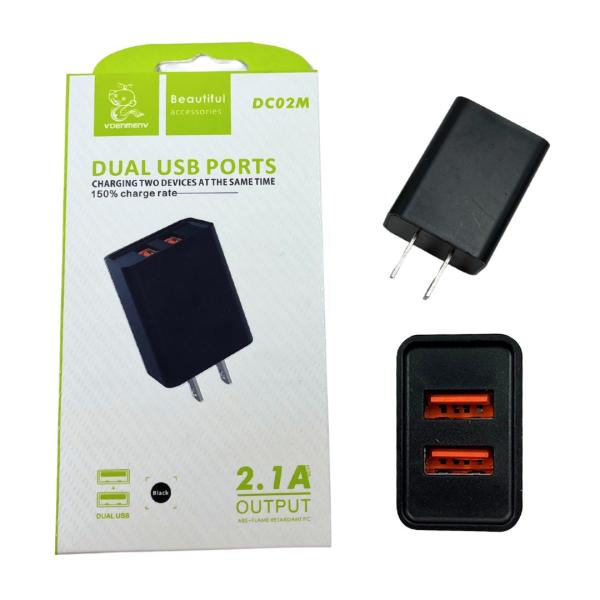 CARGADOR CUBO USB DUAL DC02M NEGRO