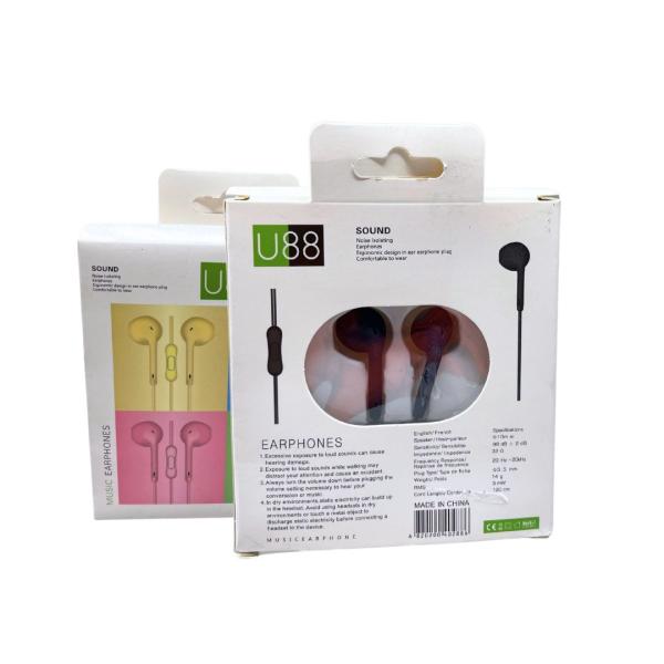 AUDIFONOS MANOS LIBRES CON CABLE STEREO MP3 U88 COLOR MORADO