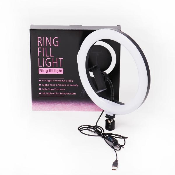 ARO DE LUZ 26 CM CON HOLDER PARA TRIPODE CON CONTROL Y CONECTOR USB TAMA&Ntilde;O LEDS RABI + TRIPODE DE 2.1 MTS 26 CM