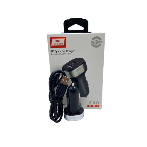 CARGADOR CUBO CARRO PD 20W ENTRADA TIPO C  2.4 ES-CC14C EARLDOM USB A TIPO C