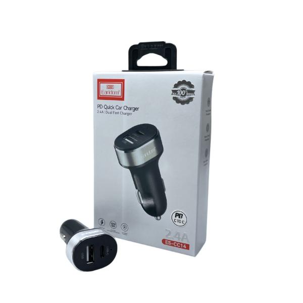 CARGADOR CUBO CARRO PD 20W ENTRADA TIPO C  2.4 ES-CC14C EARLDOM TIPO C A TIPO C