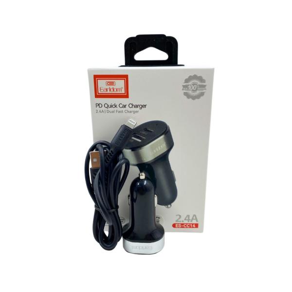 CARGADOR CUBO CARRO PD 20W ENTRADA TIPO C  2.4 ES-CC14C EARLDOM USB A IPH