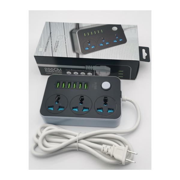 MULTIPLICADOR DE TOMACORRIENTE  CON PUERTOS USB Y ADAPTADOR EUROPEOS 3.4A NEGRO
