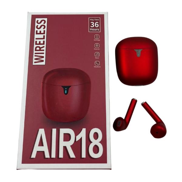 AUDIFONOS MANOS LIBRES BLUETOOTH AIR18 ROJO