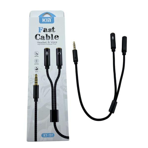 ADAPTADOR  SPLITTER DE 1 A 2 CONEXION 3.5 MICROFONO Y AUDIO  KY191