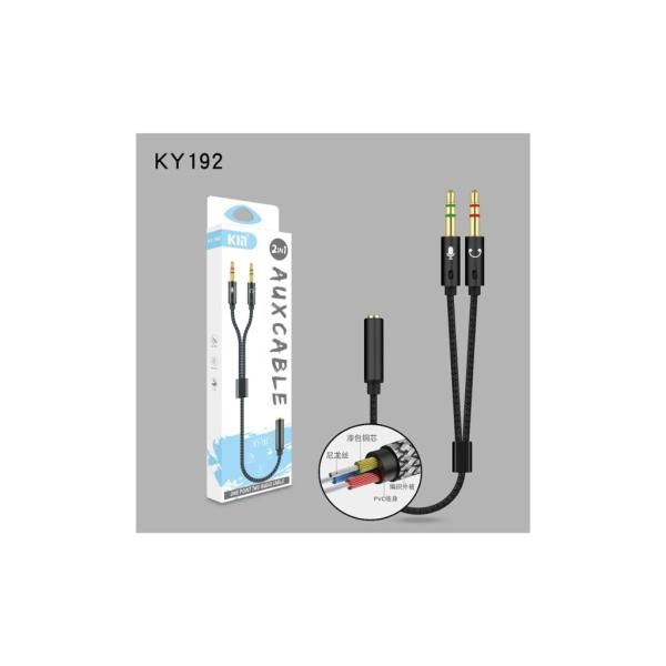 ADAPTADOR  SPLITTER DE 1 A 2 CONEXION 3.5 MICROFONO Y AUDIO  KY192