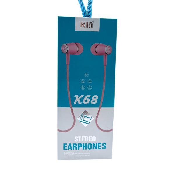 AUDIFONOS MANOS LIBRES CON CABLE K68 ROSADO