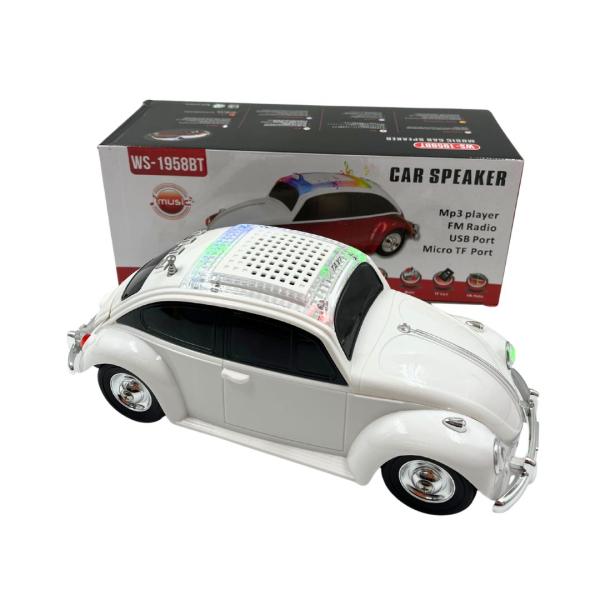 BOCINAS PARLANTE BLUETOOTH  WS-1958BT  ESTILO CARRO VOCHO COLOR BLANCO