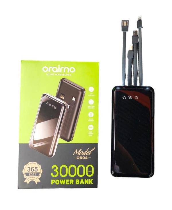 BATERIA DE EMERGENCIA POWER BANK MODELO OR04 30000mAh NEGRO